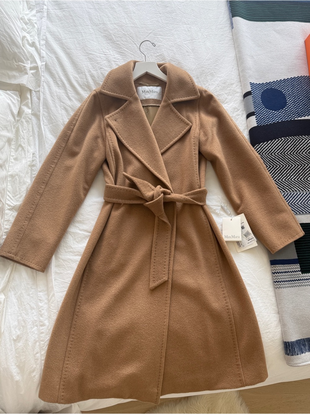 MaxMara Camel Belted Wool Wrap Coat Dress